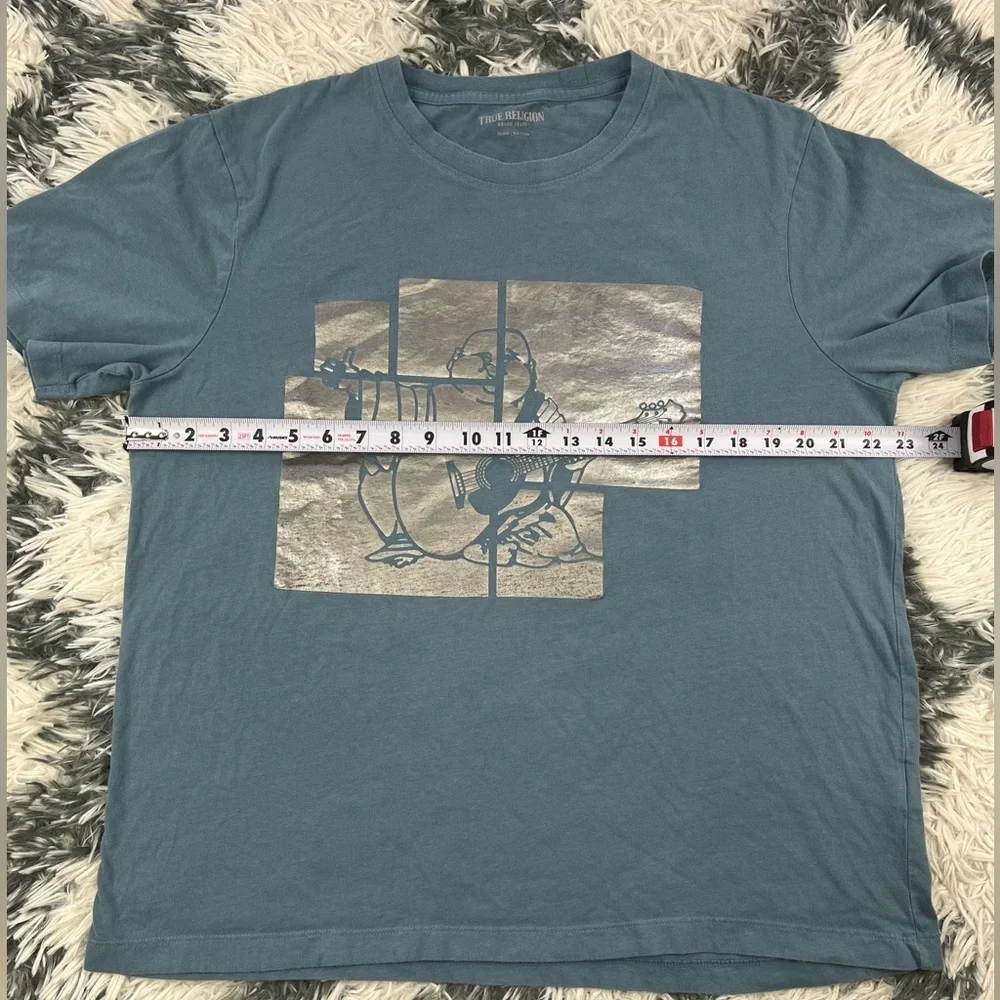 True Religion Men's Blue Silver Graphic T-Shirt Size 2XL
